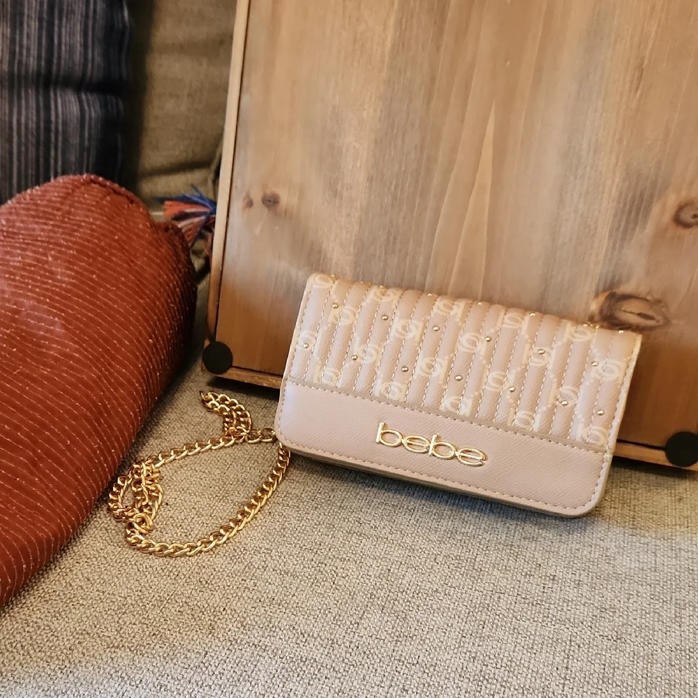 Bebe Tan and Gold Clutch with Chain Strap - Picture 8 of 8